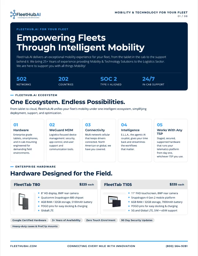First page of the FleetHub.AI mobility overview for fleets
